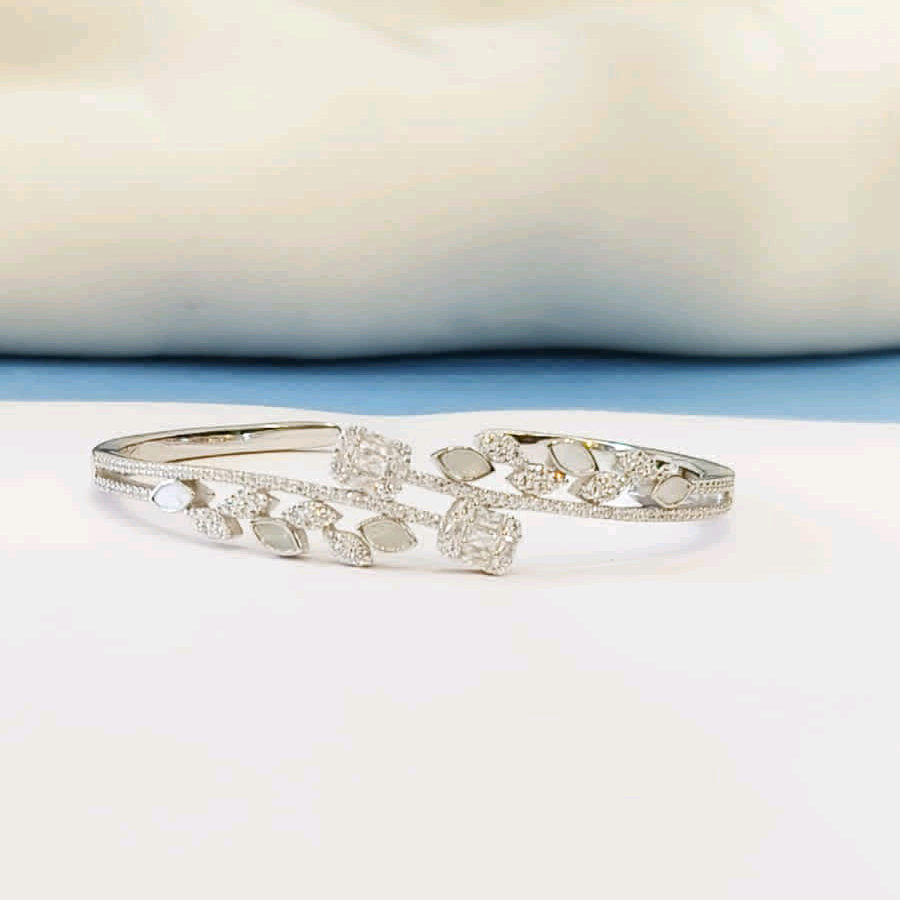 Silver MOP Leaf CZ Bracelet 